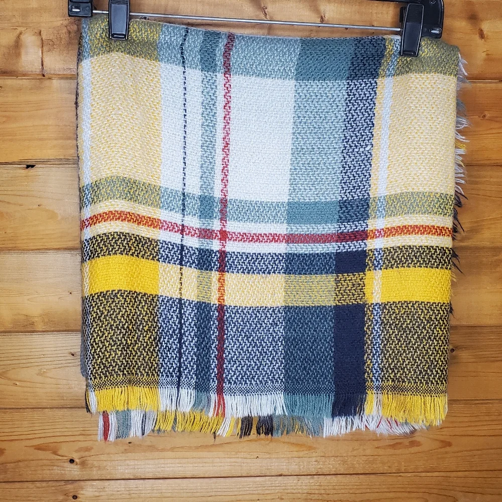 ❤️ 3/$15 Fall Winter scarf classic tassel plaid soft blanket wrap  fridge trim